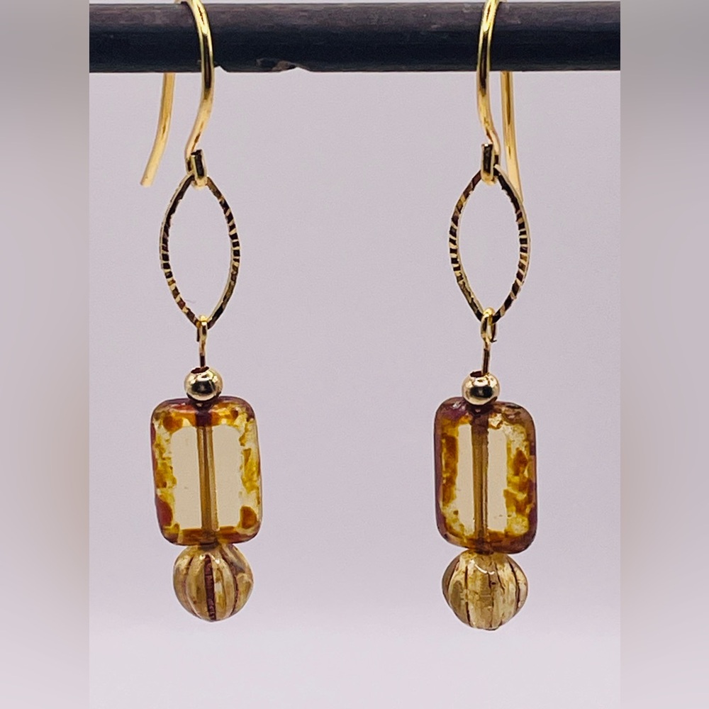 Women’s Light Topaz Czech Beaded Dangle Fall Earrings